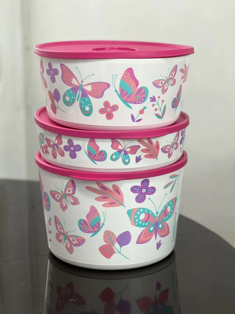 （海）粉色花蝴蝶堆叠保鲜盒