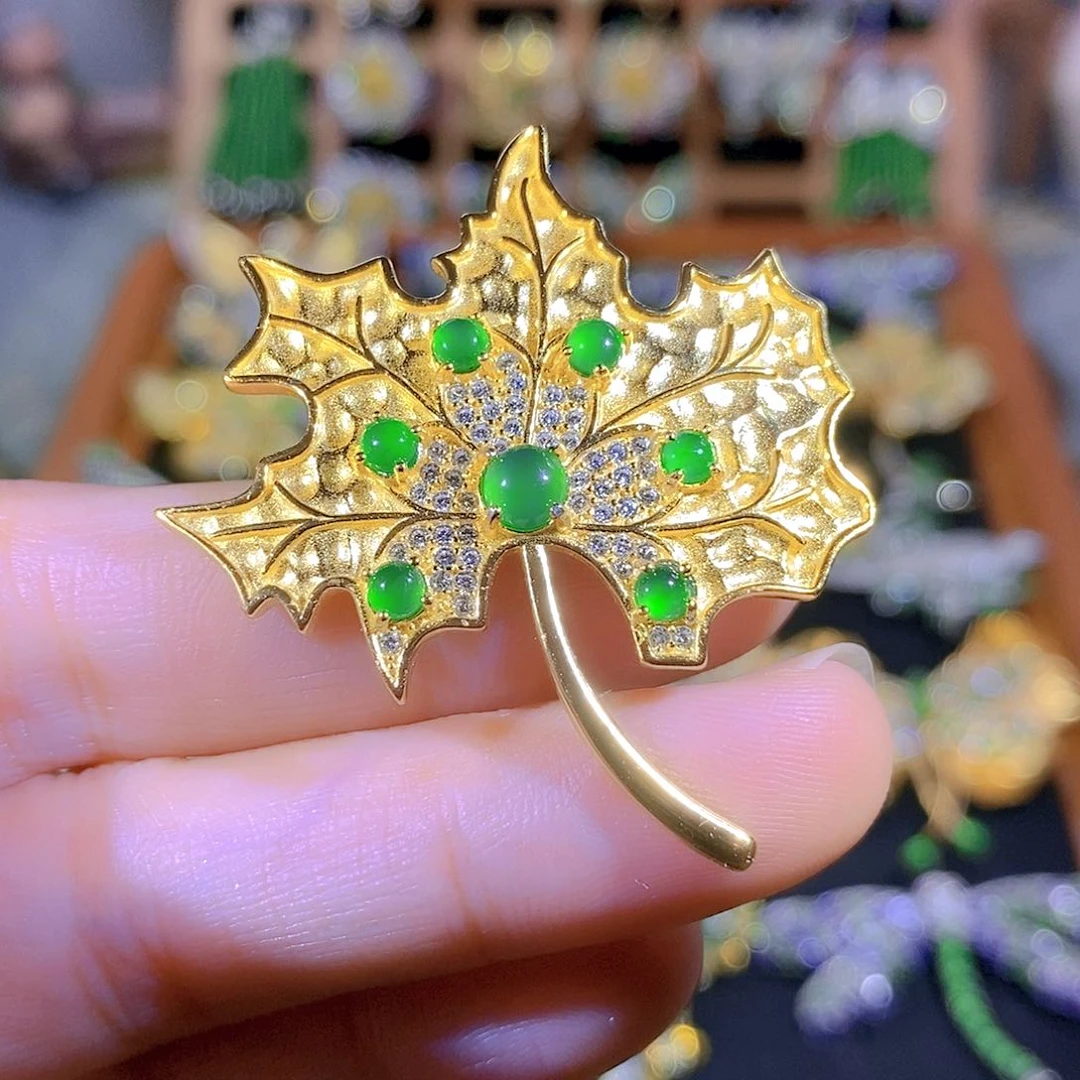 吊坠(不含链)银S925镶嵌翡翠