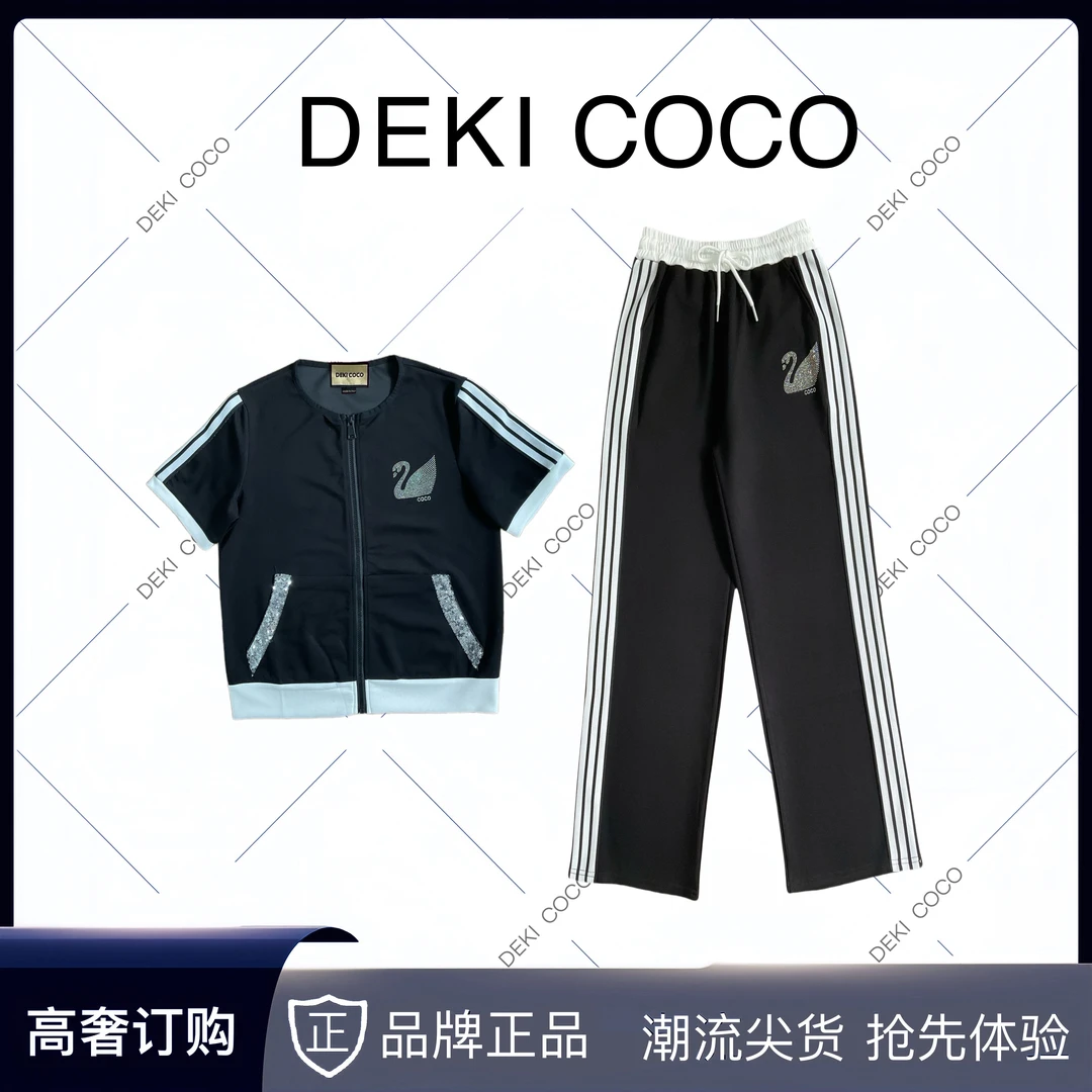 【DEKI COCO】Y30春夏上新黑天鹅运动休闲套装VN988