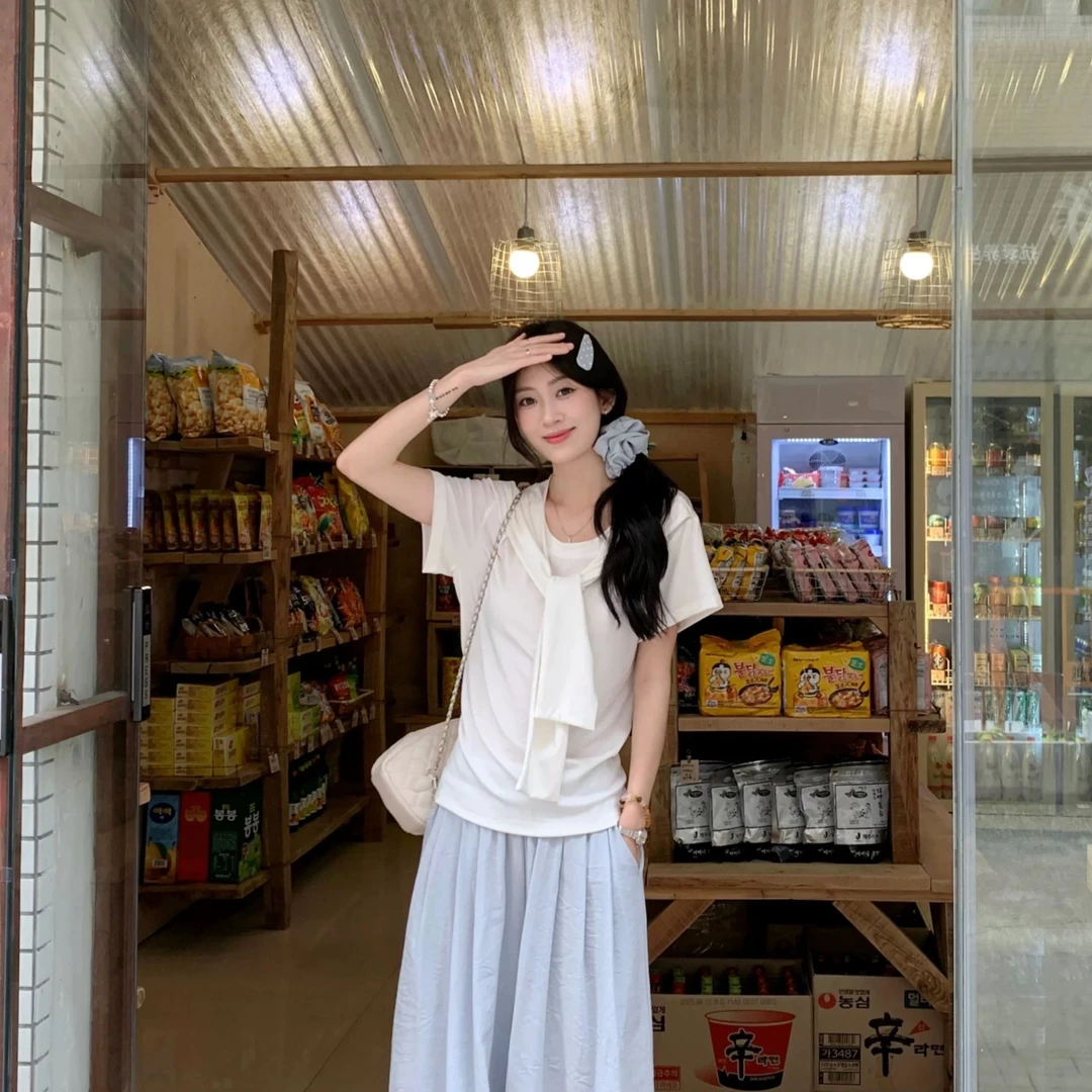 JINGJING【松弛配方】大码女装夏季新款设计感披肩显瘦遮肉上衣