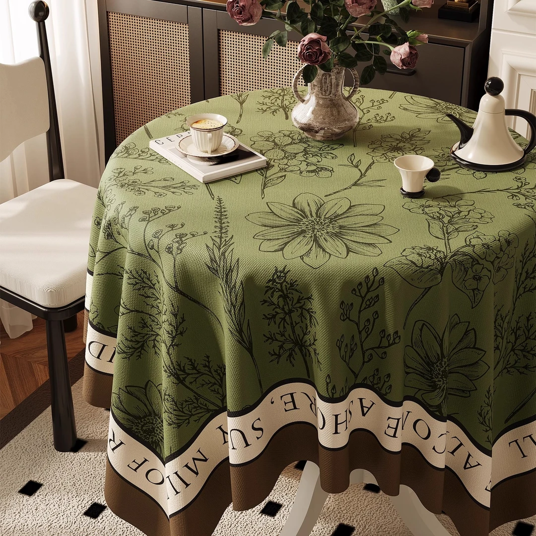 美式圆桌桌布防水防油防烫免洗圆形餐桌垫高级感轻奢客厅茶几垫布