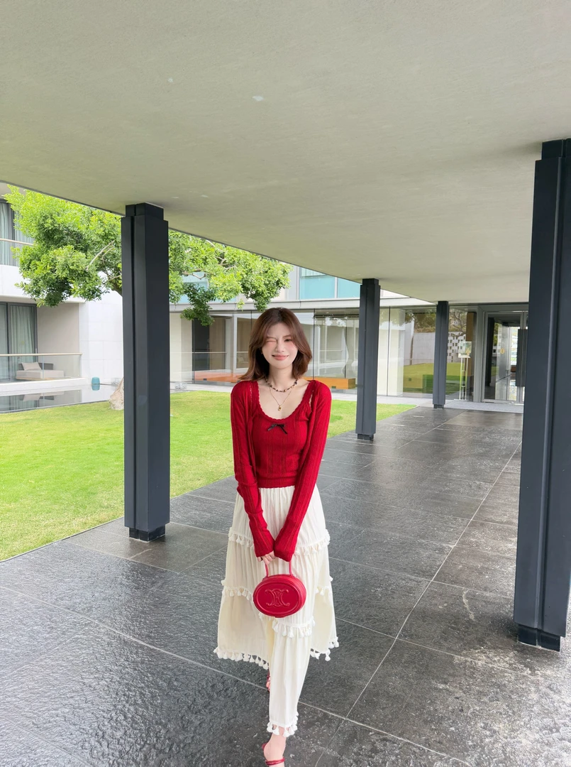 【芝士Cheese】初心萌动 韩甜美蝴蝶结针织开衫修身显瘦吊带背心