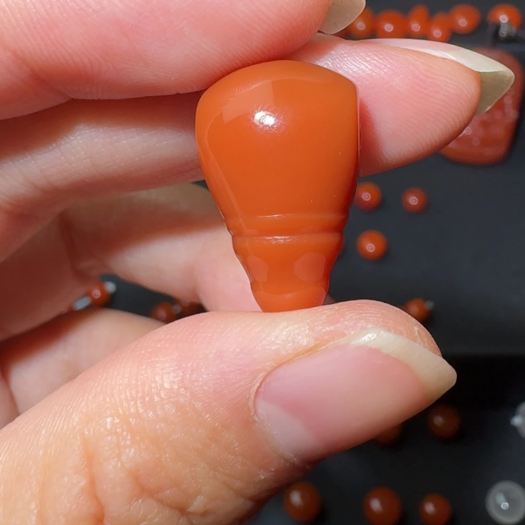 南红玛瑙未镶嵌瓦西满肉柿子红三通微纹13