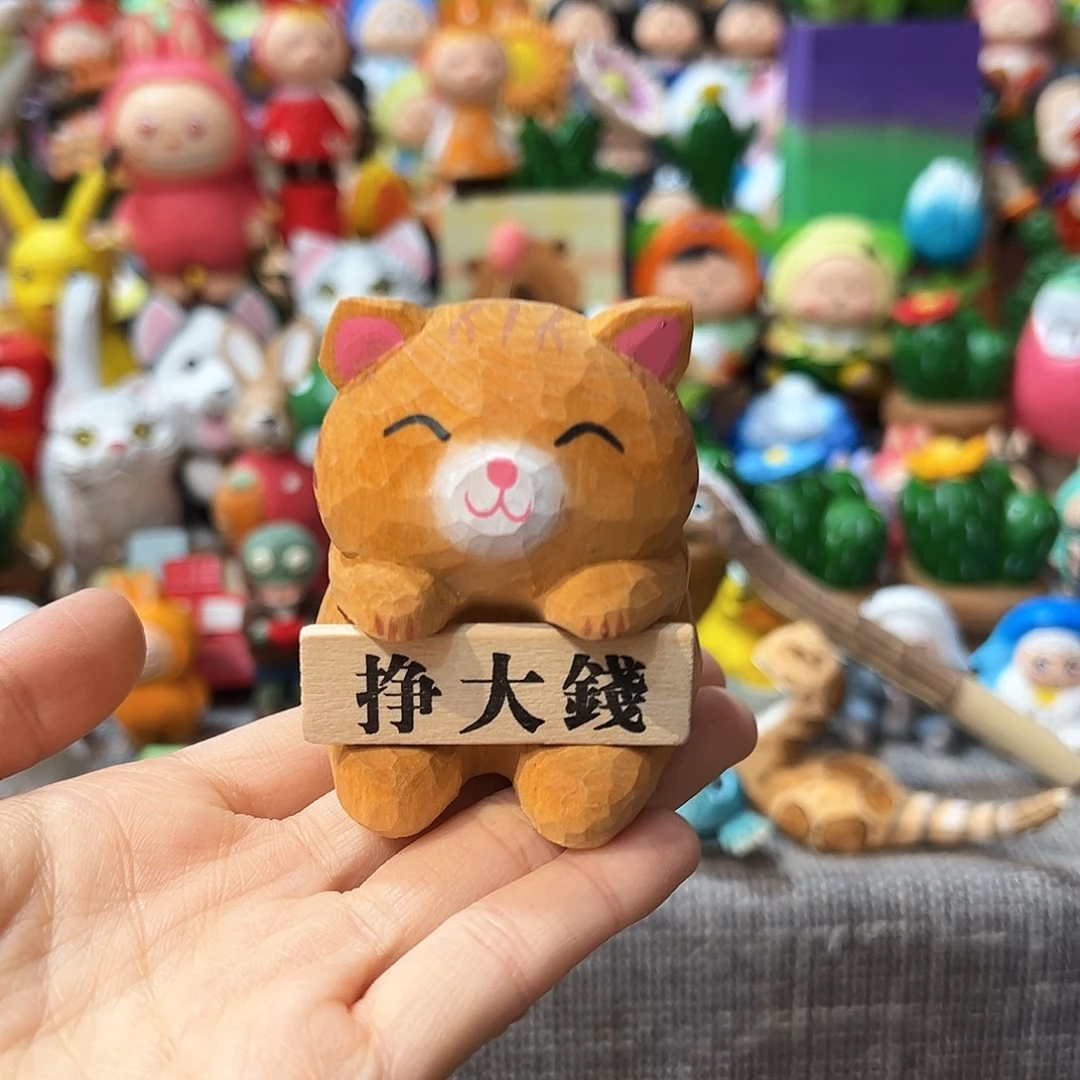 木挣大钱小橘猫摆件