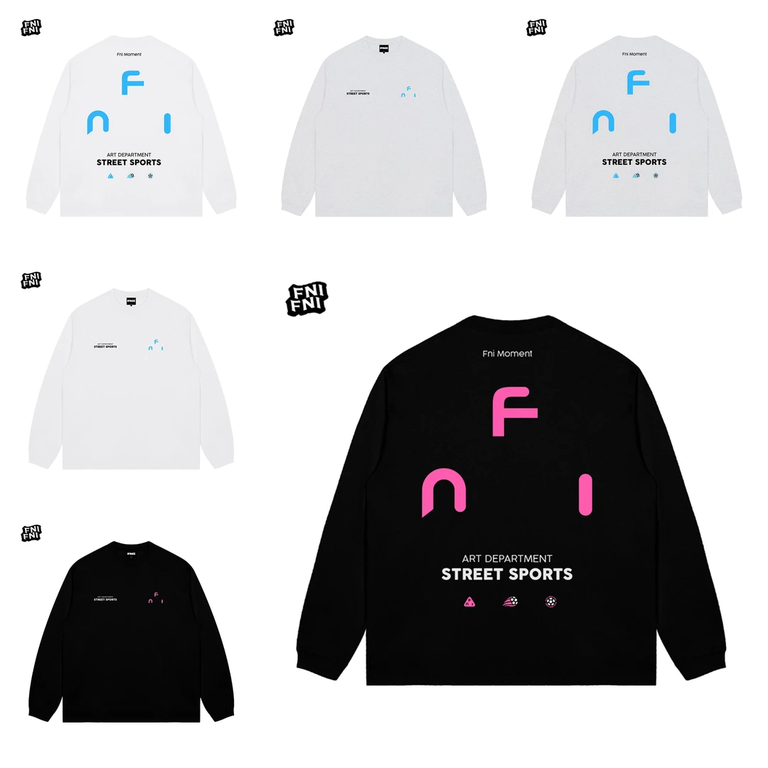 FNI黑标（渐变AB面）重磅纯棉男女长袖美式圆领T恤早秋冬款胶浆