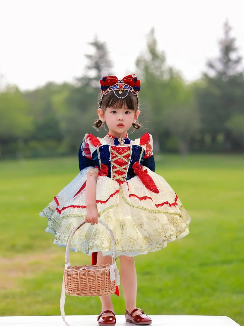 白雪公主蓬蓬裙森系在逃公主女童连衣裙公主系列