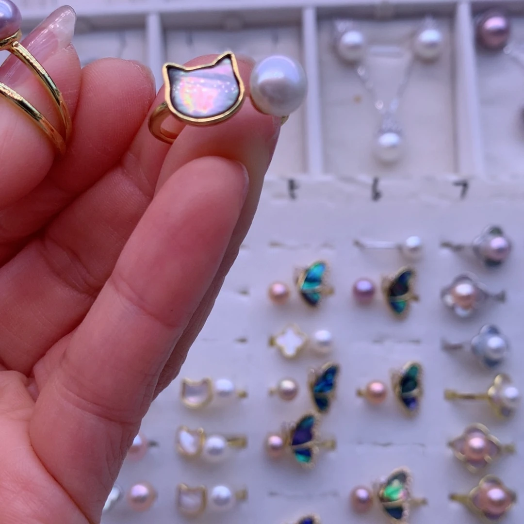 淡水珍珠耳饰合金