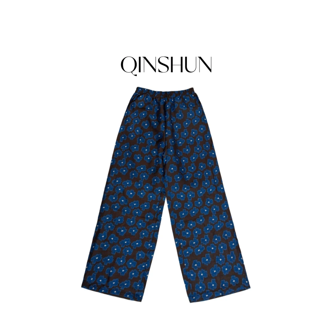 【芊姐 QINSHUN】百搭气质印花松紧腰长裤