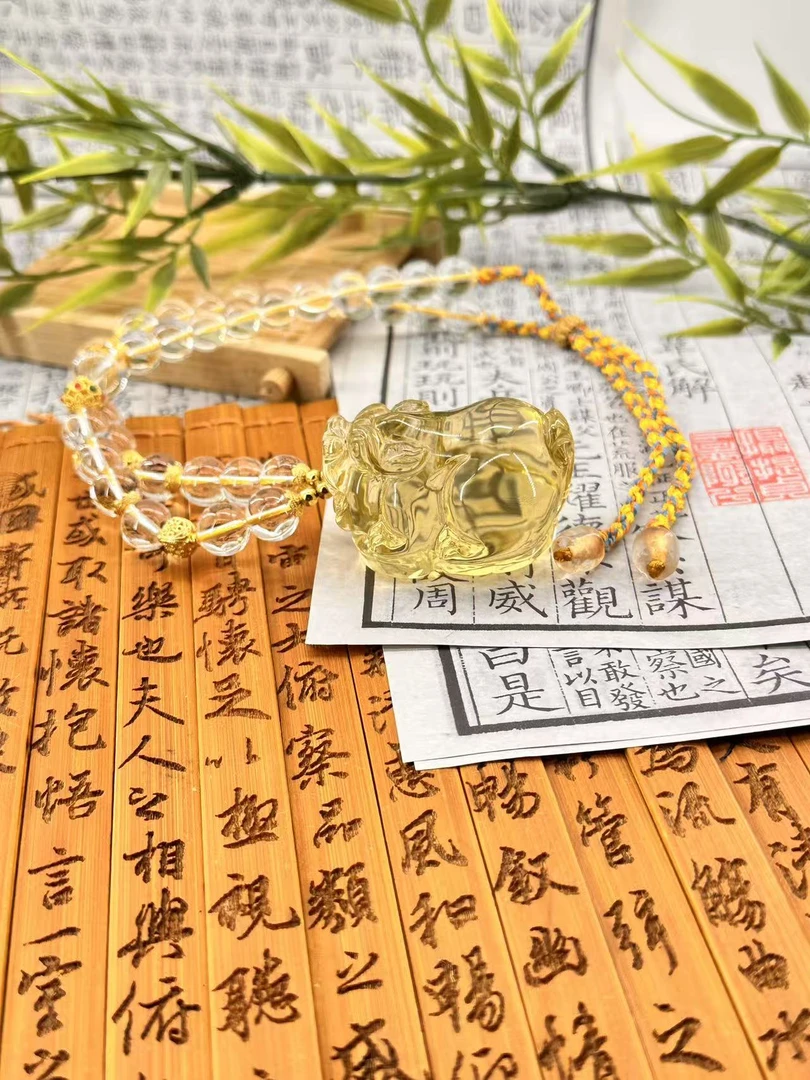 【凰世今传】巴西天然7A黄水晶貔貅吊坠/手串文创