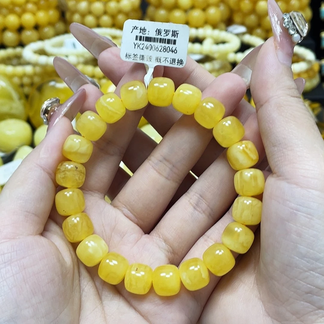 裸石蜜蜡未镶嵌10.5*9.5mm黄蜜老型手串瑕疵福利