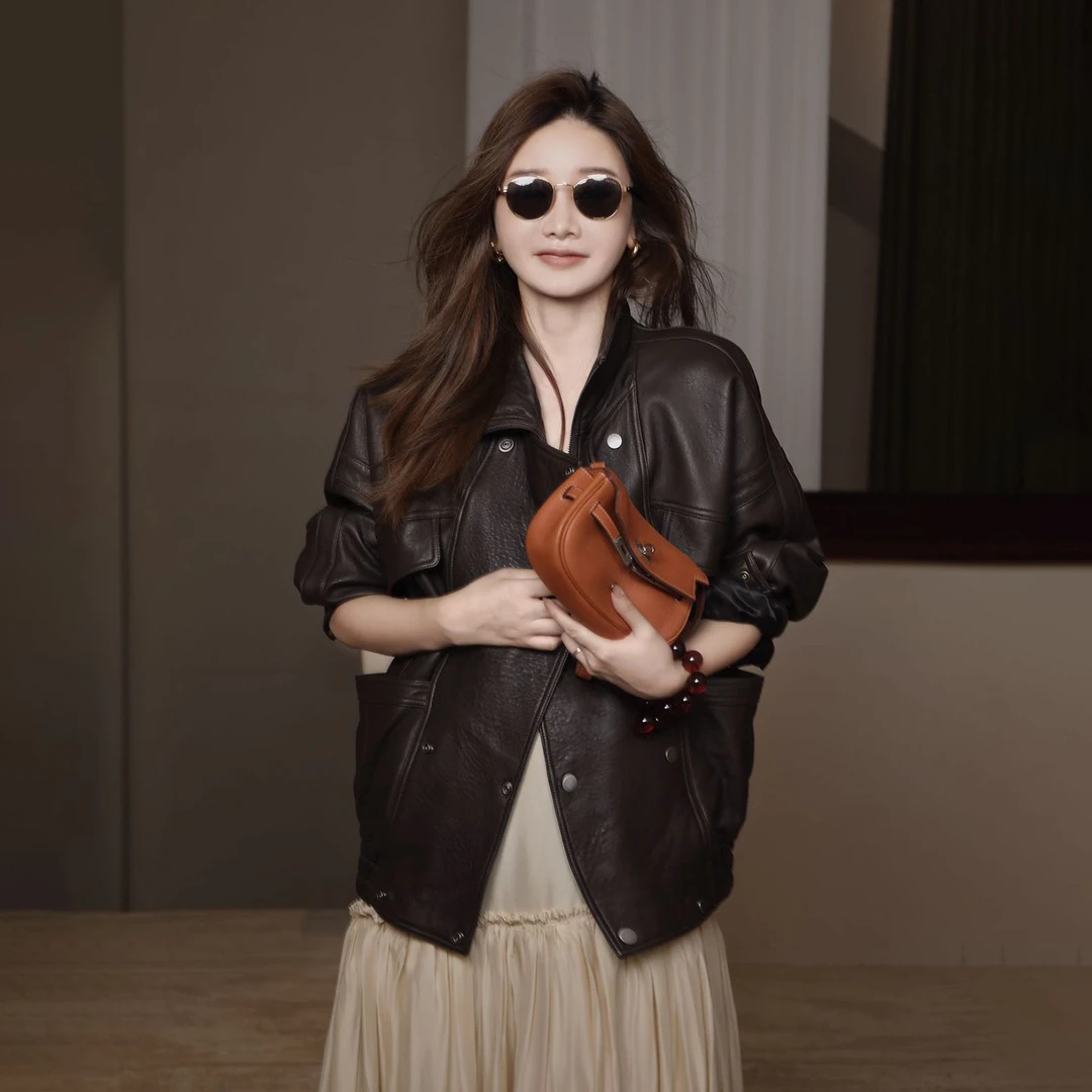 【CHU/2025SSNEW】《冷棕》泡泡羊皮皮衣YX2503