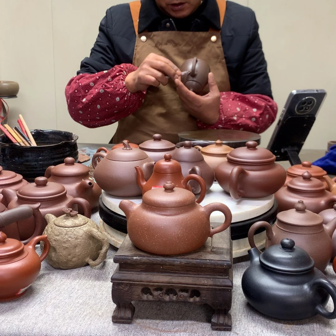 紫泥茶壶红降坡趣瓜130 C半手工制作
