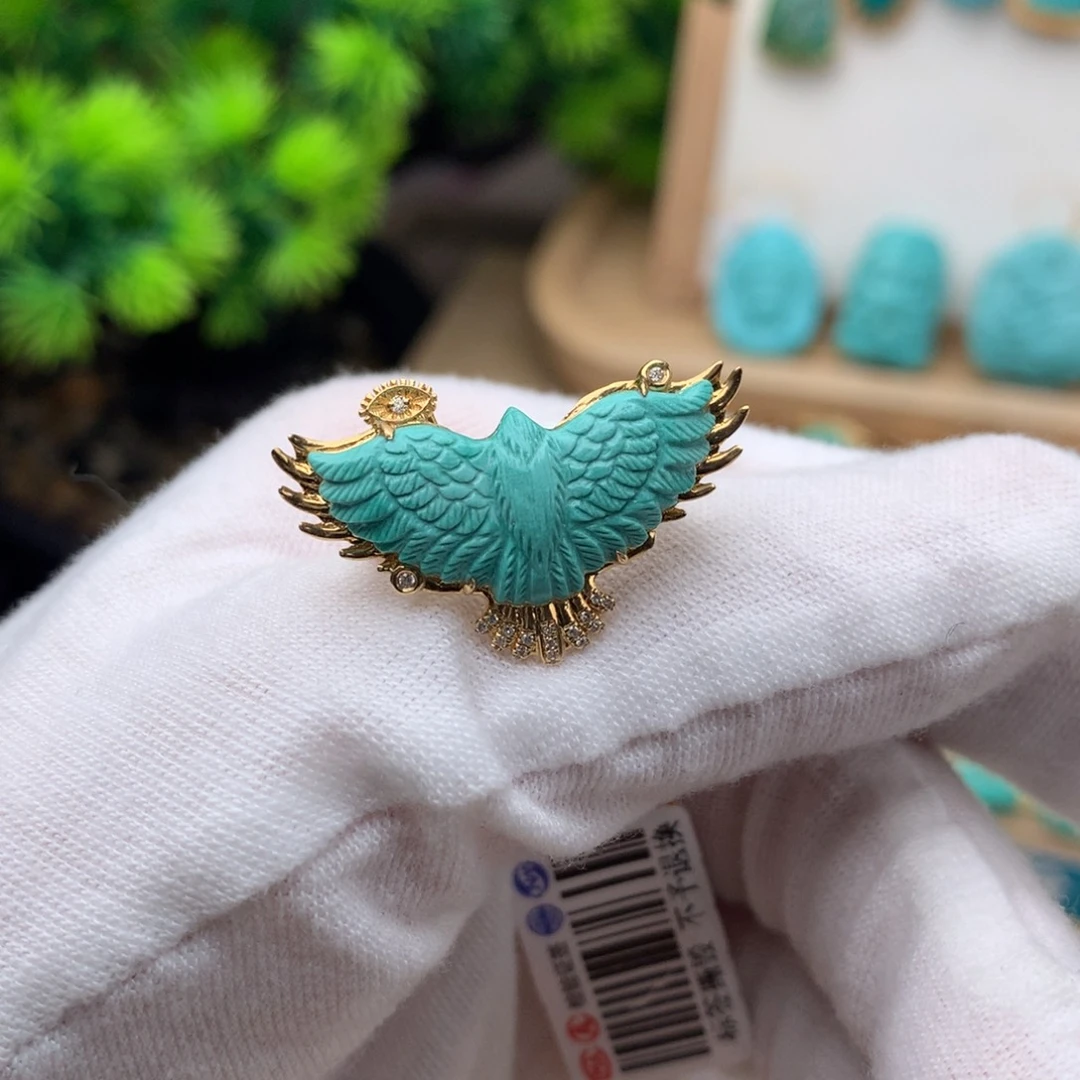 绿松石珠宝奇石18K金镶嵌