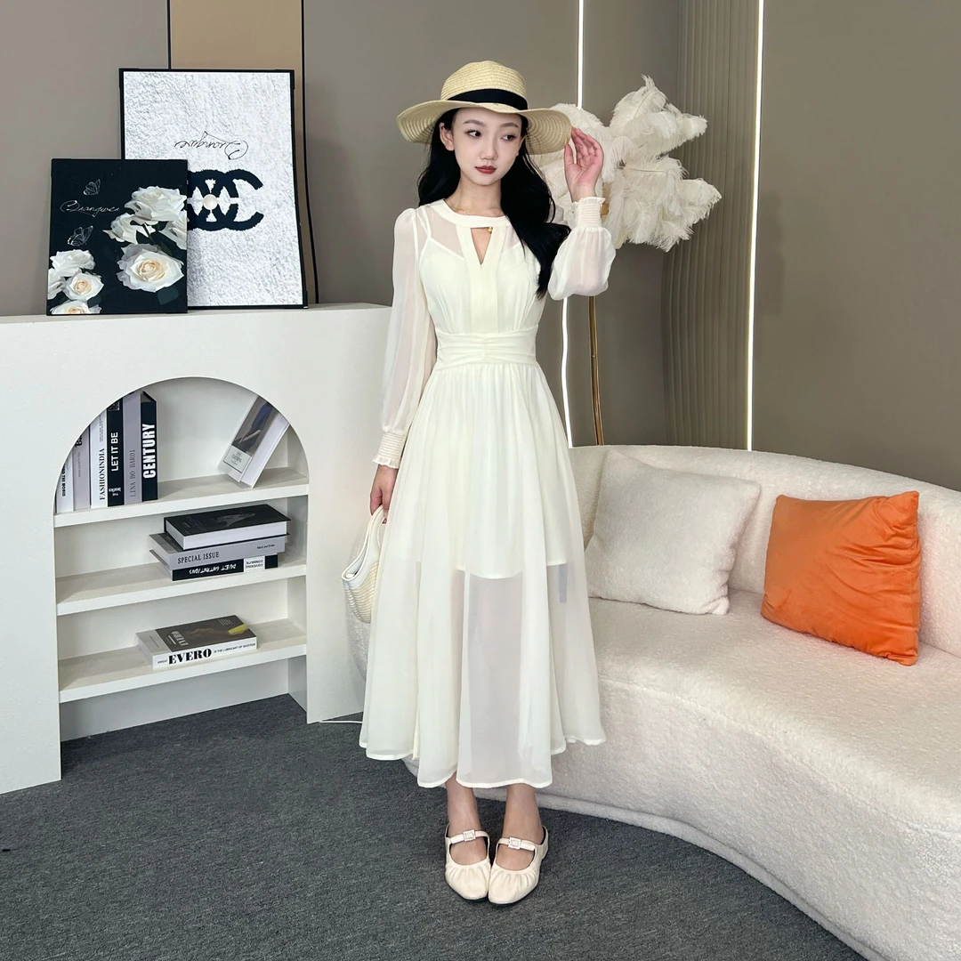 【岩上开花081】琳琳小个子轻薄夏季收腰显瘦气质洋气超好看连衣裙