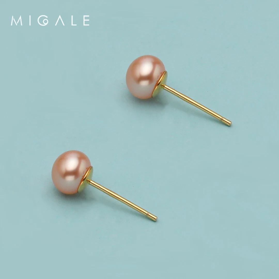 S925银中国红珍珠厚园耳钉【无核】 6-7mmC1095【不含证书】