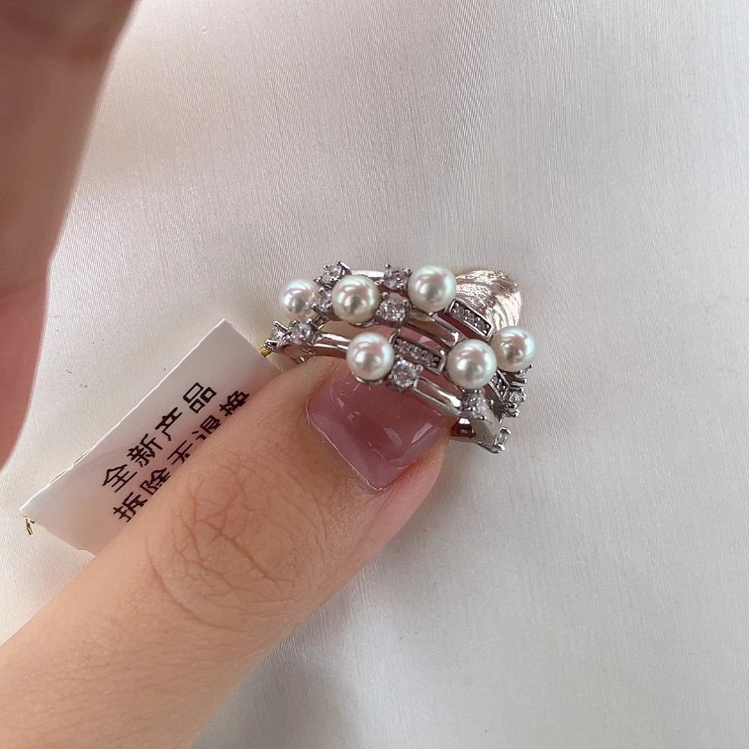 戒指海水珍珠银S925镶嵌