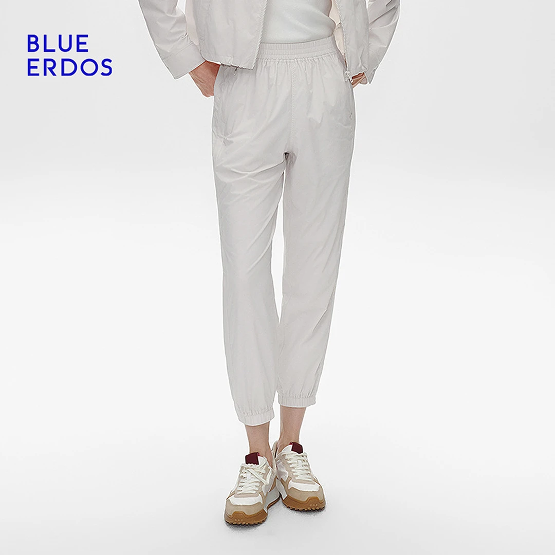 BLUE ERDOS25早秋宽松休闲束脚裤白色卫裤女运动裤B255M1026