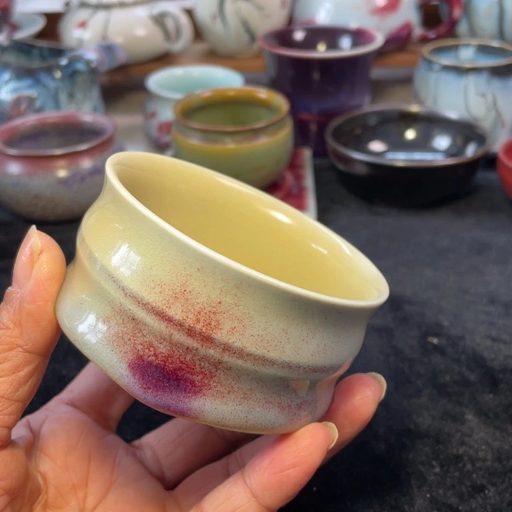 摆件鸡油黄手工竹节杯