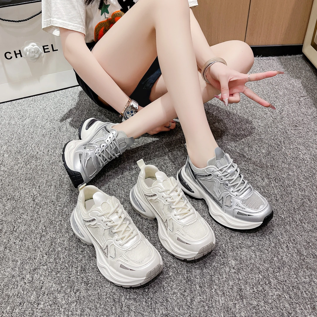 现货断码【单网】气垫老爹鞋女款2025年夏季新款网面透气休闲跑步运