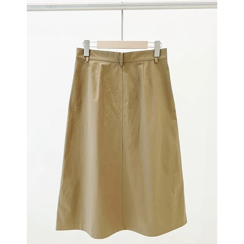 【大小姐】2024新款秋季显瘦高密斜纹棉时尚纯色口袋A字半身裙G0974