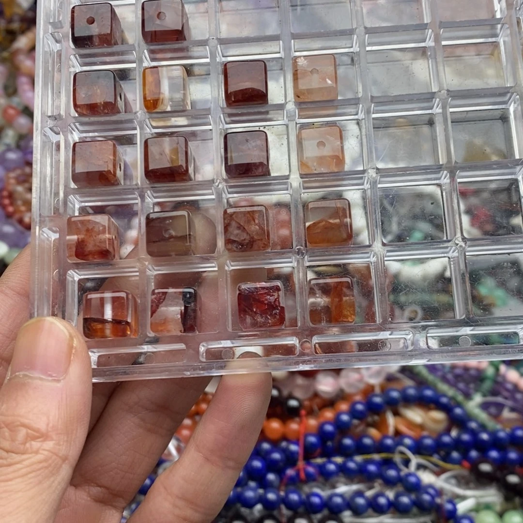 玛瑙/玉髓未镶嵌珠宝半成品一个天然10mm红胶花水晶方糖