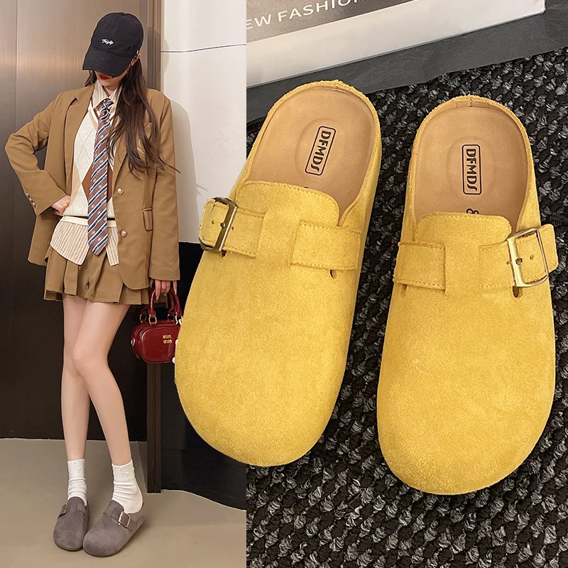 多巴胺色系勃肯鞋女鞋2025年春新款欧若风时尚女款半拖鞋