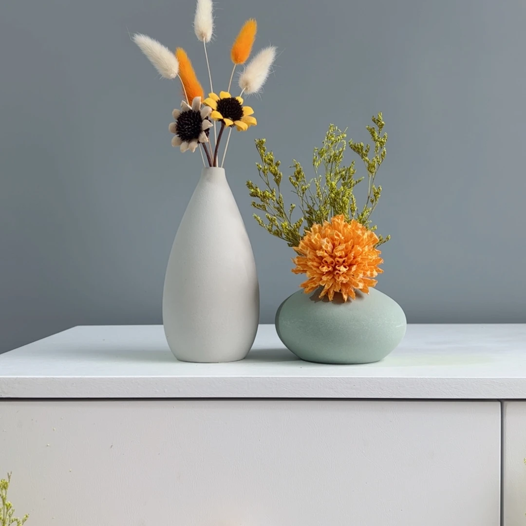 摆件陶瓷小花瓶摆件含花总高约20-30cm