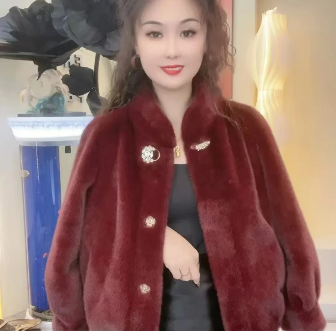 001新款短款外套貂绒女士外套时尚保暖女士秋冬立领冬季30