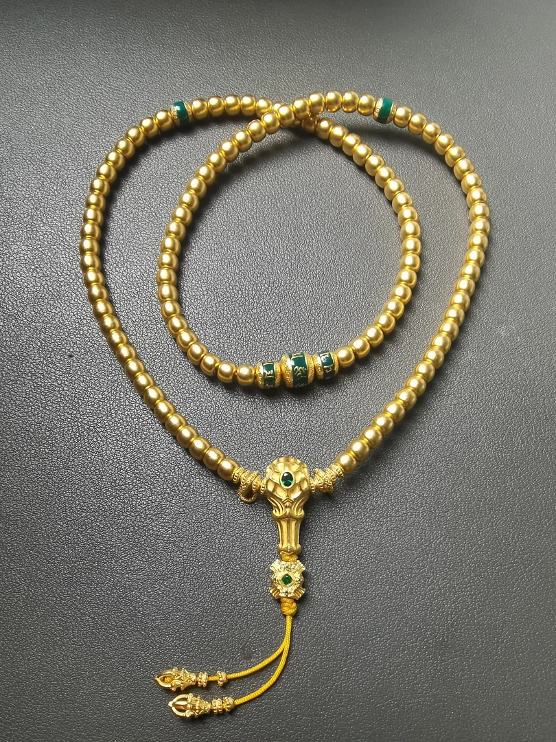 足金 魔童三通素老型108珠串 卡6 克重111.75g（差价链接）