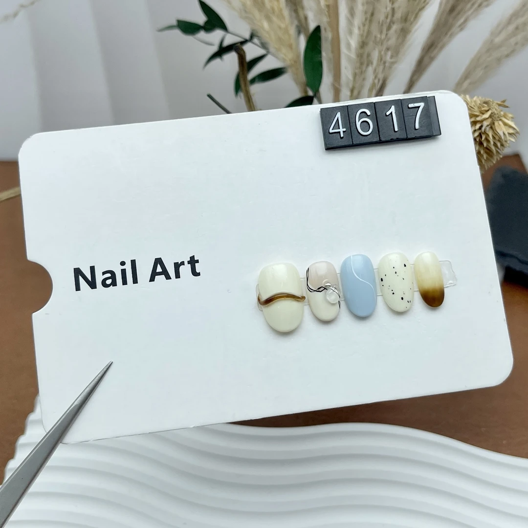 4617高级感纯手工定制极光猫眼夏季款式穿戴甲短甲豆豆甲短方孕妇