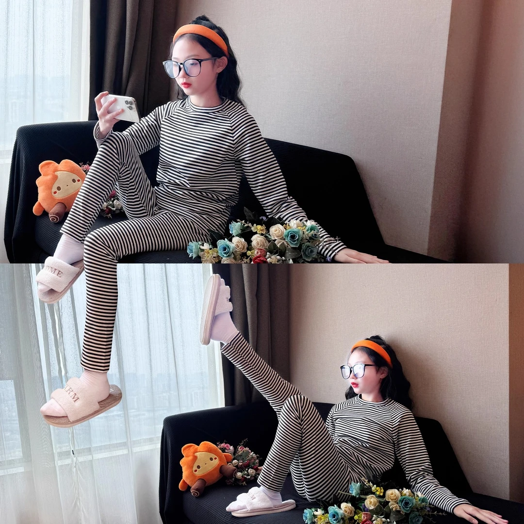 加厚儿童保暖秋衣裤2025新款初中生德绒冬装内搭打底女童爆款套装