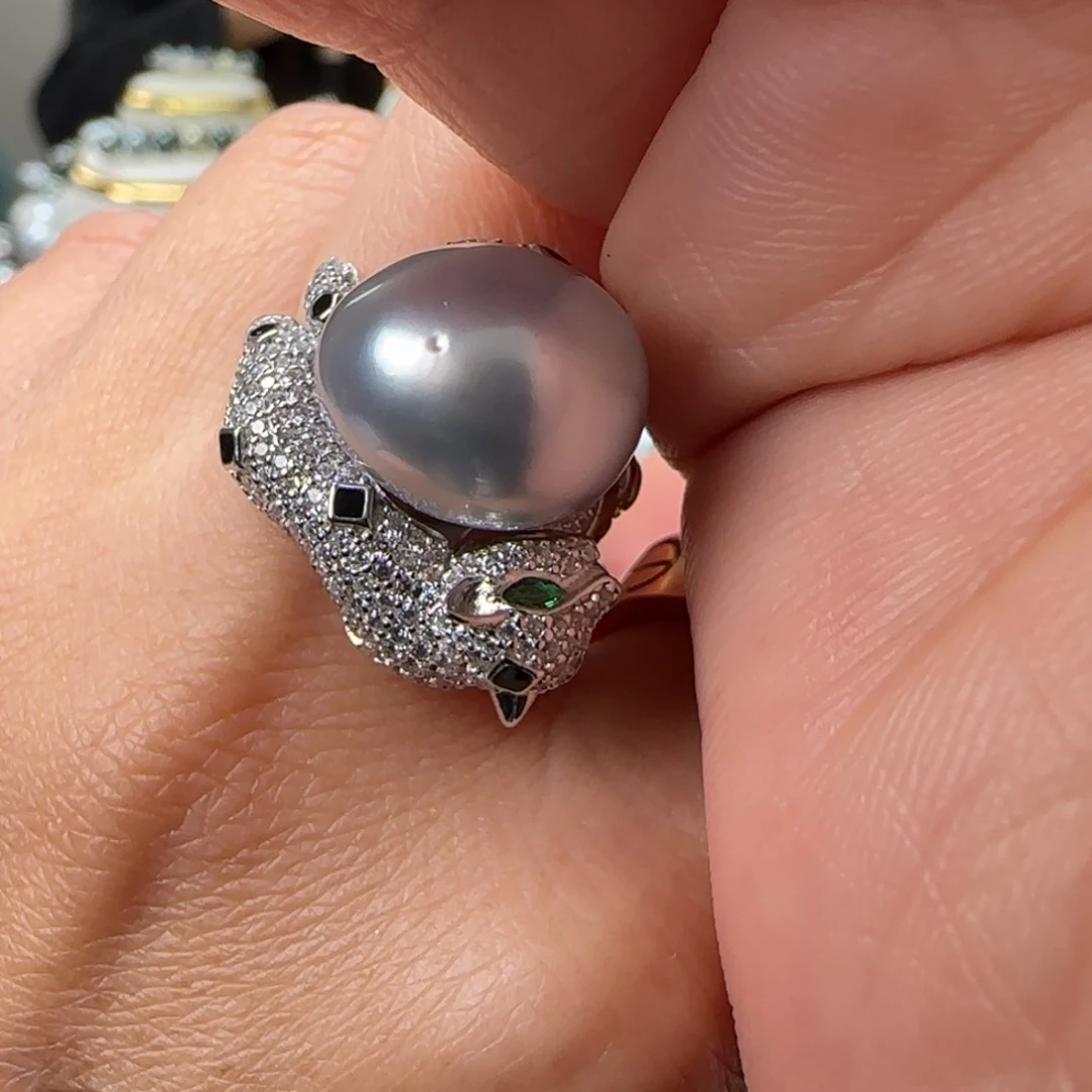 海水珍珠戒指银S925镶嵌