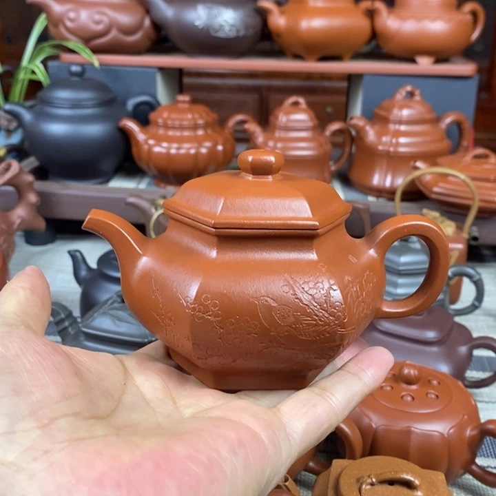 紫砂茶壶六方掇只260cc原矿赵庄朱泥特价