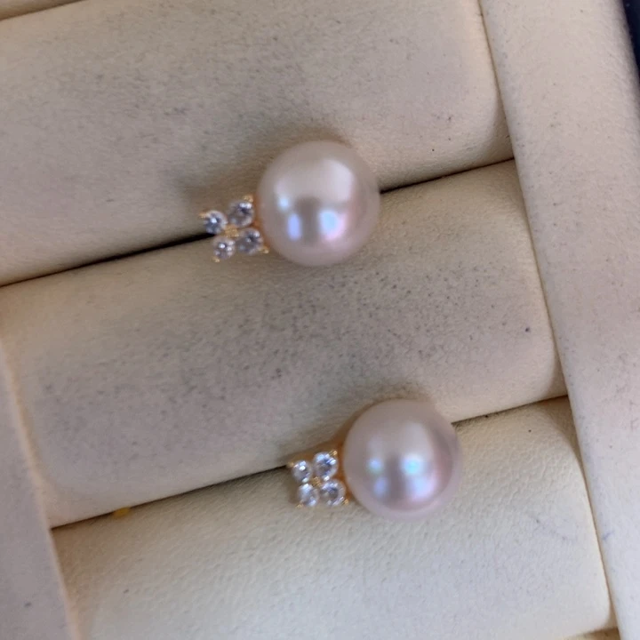 银S925镶嵌耳饰海水珍珠