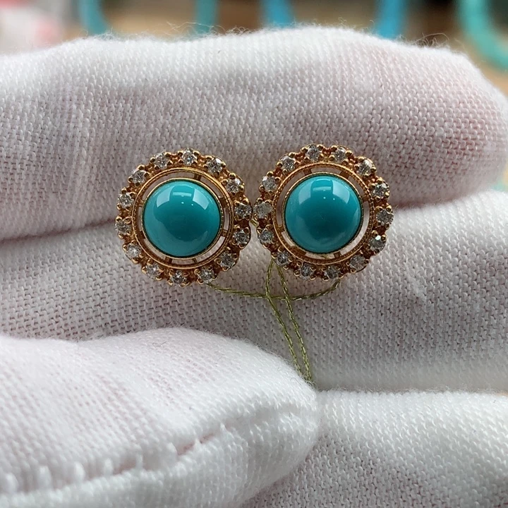 绿松石18K金镶嵌珠宝奇石