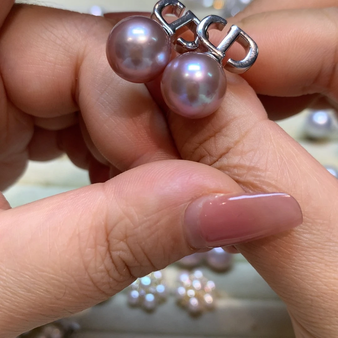 淡水珍珠耳饰银S925镶嵌
