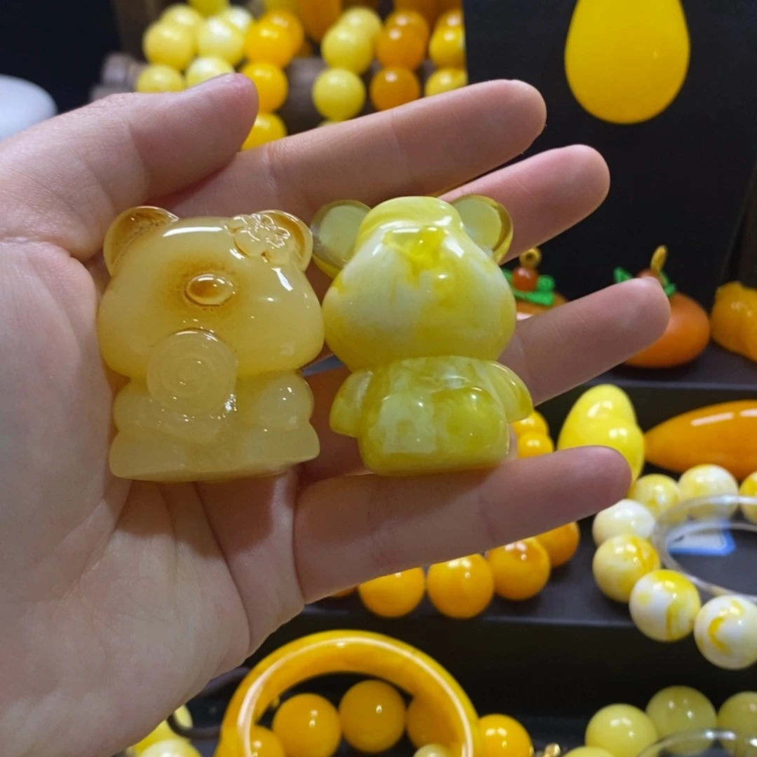 浮***离非金属全品瓷白金花大熊两只