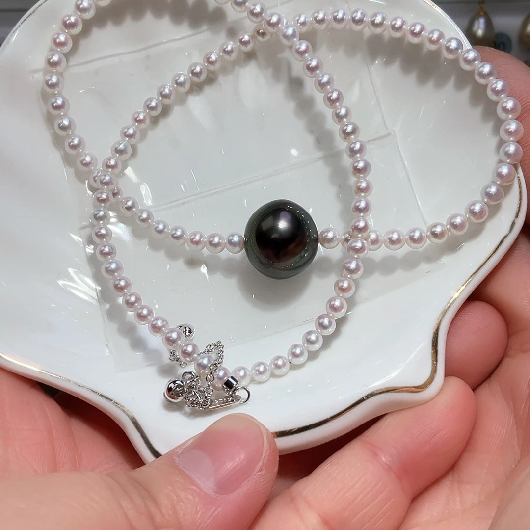 海水珍珠颈饰银S925镶嵌小****?