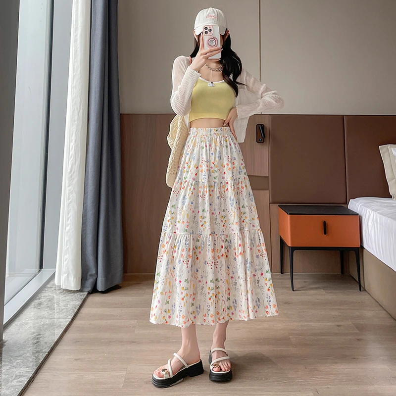 【两个裙长】夏季小清新碎花裙女中长款A字裙时尚百搭减龄仙女裙