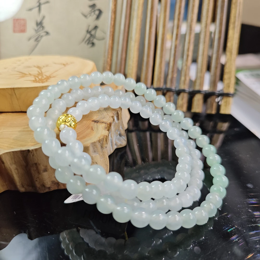 缅料A货天然翡翠时尚百搭手串项链颈饰礼物冰润青苹果绿优雅气质