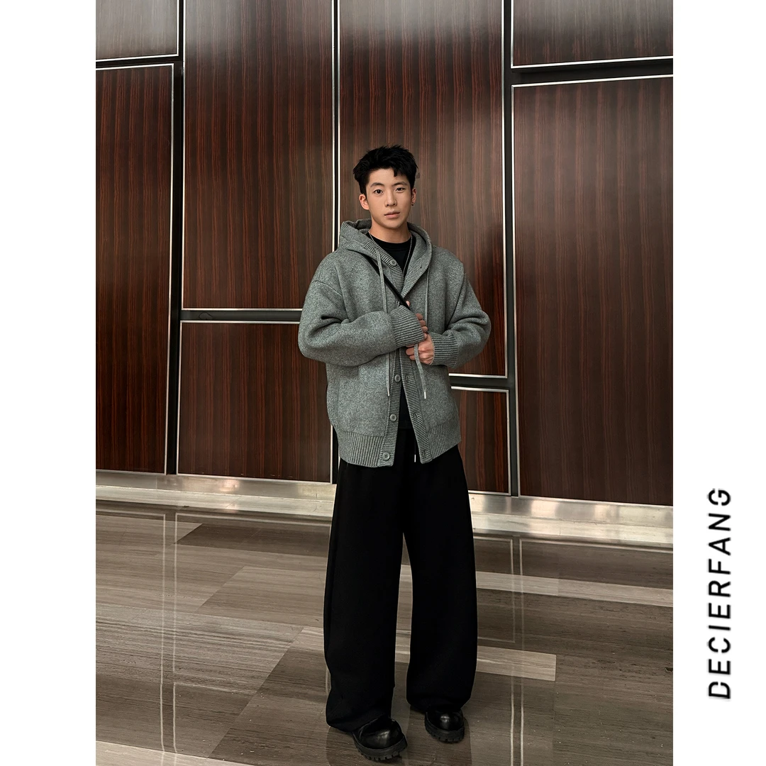 2025秋季新款连帽针织毛衣开衫休闲百搭男宽松情侣款长袖外套上衣