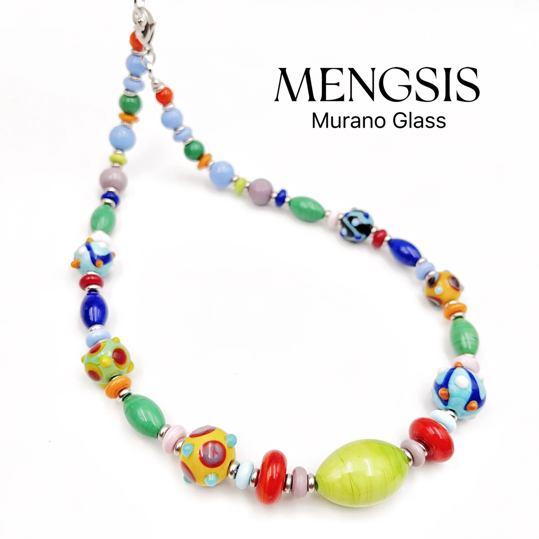 意大利Murano穆拉诺纯手工琉璃 创想多巴胺项链  10.16