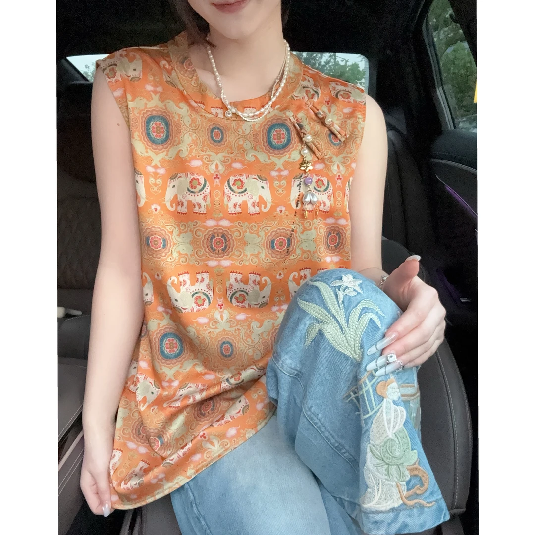 【晚光】新款夏季马甲老料时尚重工薄款透气精致气质女装百搭