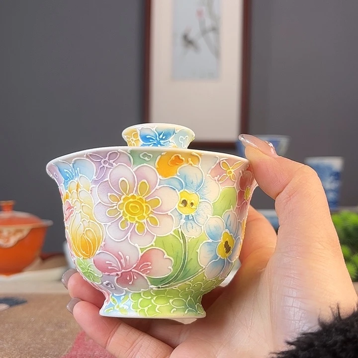 摆件景德镇陶瓷茶杯多人