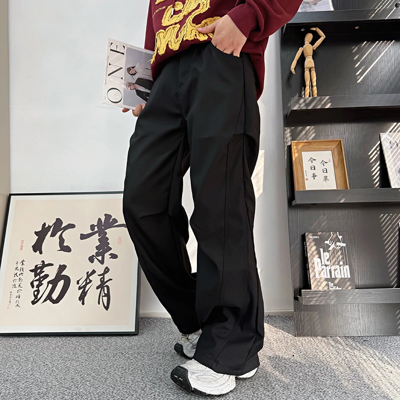 男款美式工装直筒阔腿裤春秋季百搭休闲裤2025新款高街潮男拖地裤