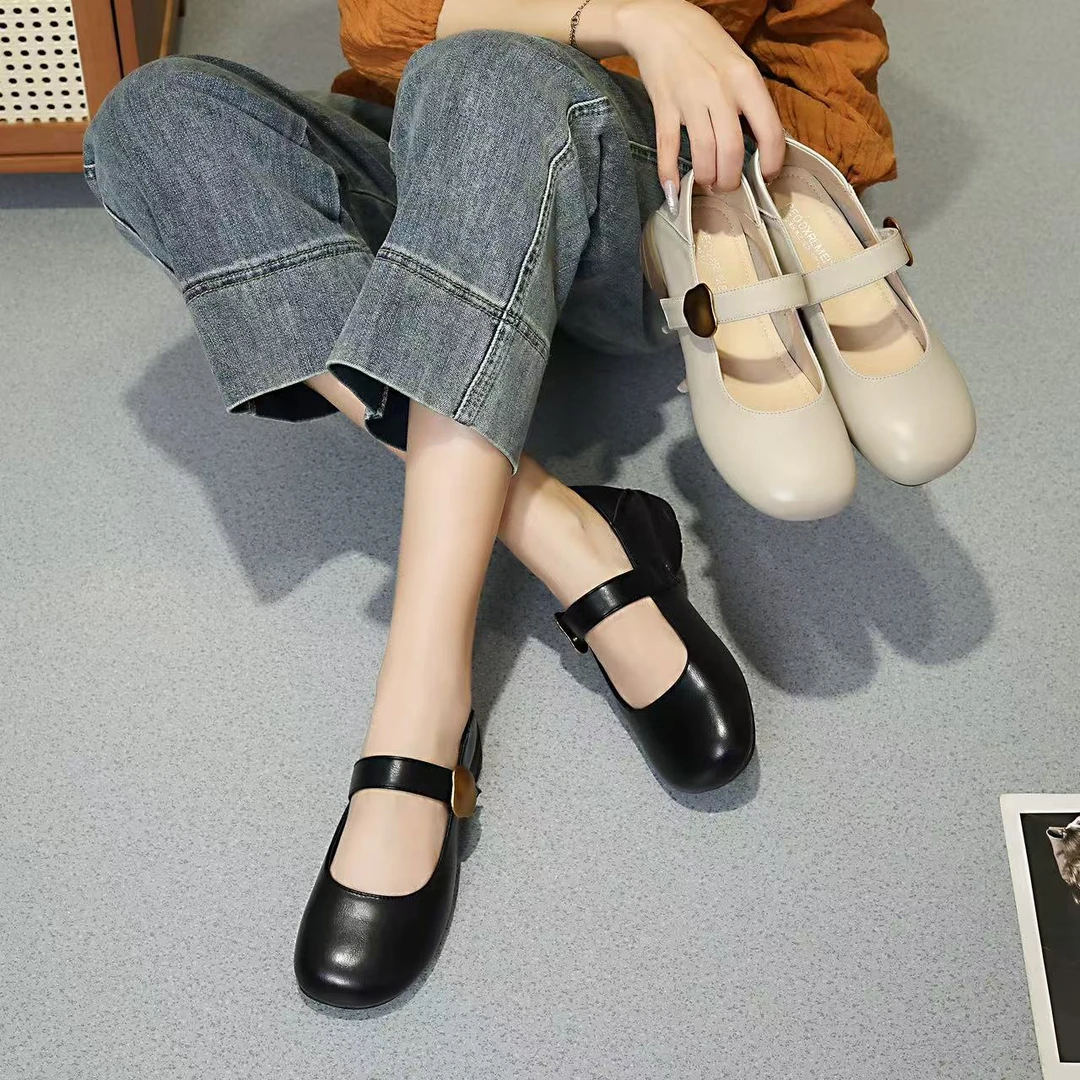 高品质头层牛皮时尚百搭女士复古休闲鞋5177