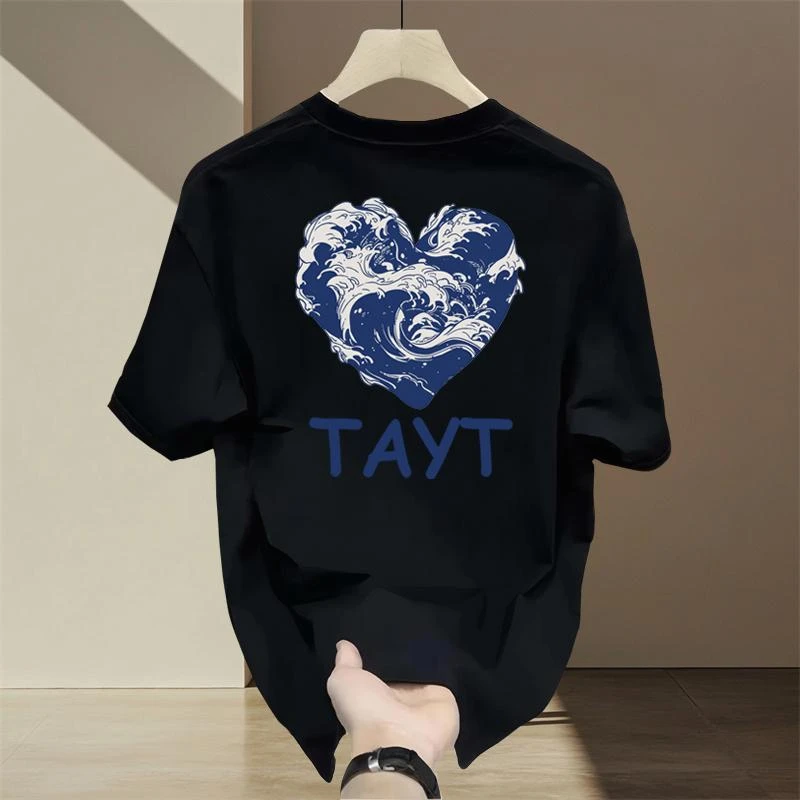 特大码300斤夏季潮流纯棉短袖T恤痞帅夏季新款美式潮纯棉情侣上衣