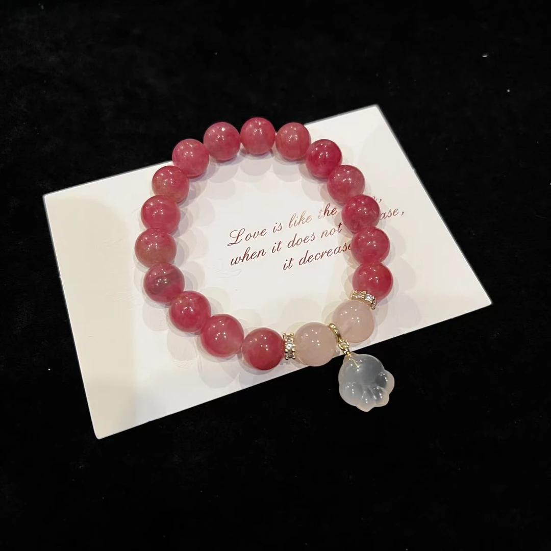 F388 10mm樱花雨+粉晶设计款手串 多样性发一