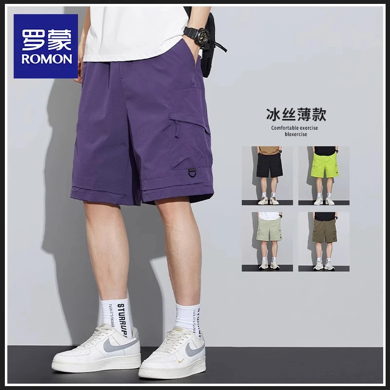 罗蒙2025新款夏季宽松休闲工装五分短裤男士凉爽多口袋潮牌中裤子