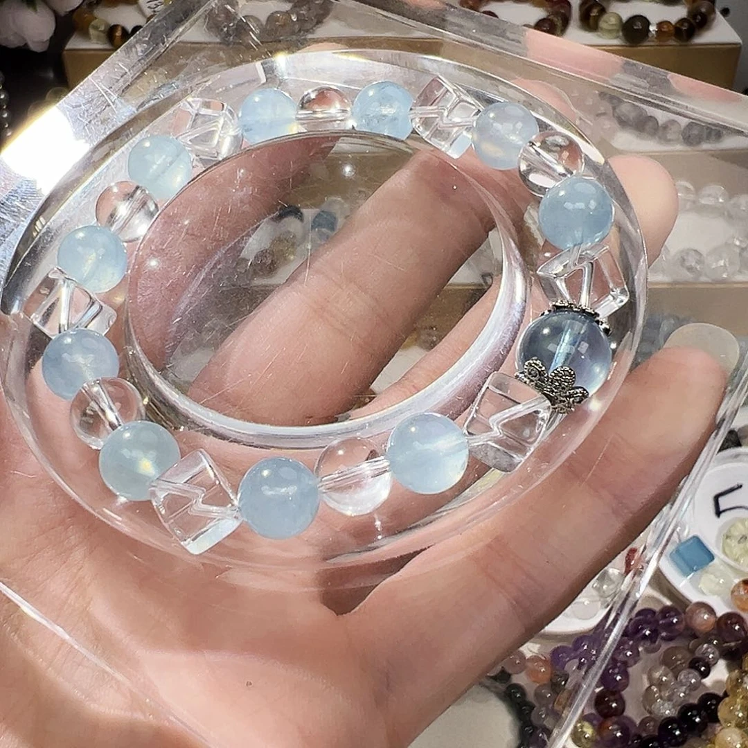 手串未镶嵌水晶海蓝宝 白水晶